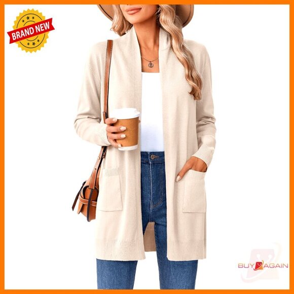 Sweaters - Long Cardigan Sweater Lightweight Open Front Duster Knit Fashion Trendy